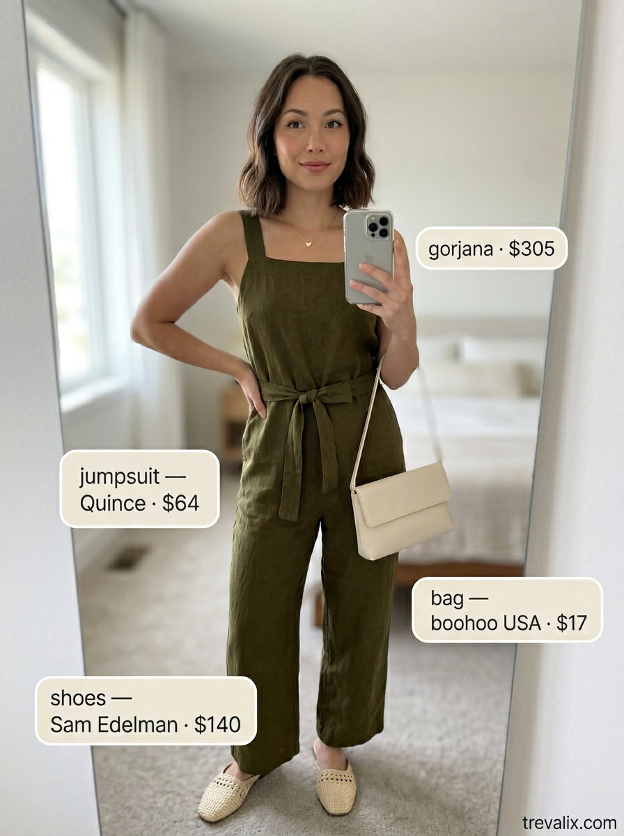 Effortless Wide-Leg Jumpsuit for Summer Evenings 2026. Olive green.