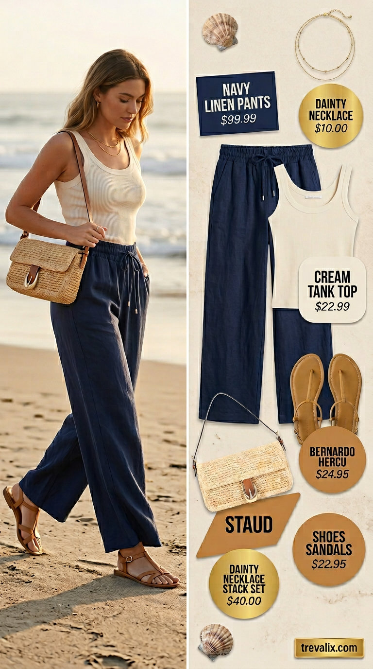 Coastal Breeze Wide-Leg Pants Outfit for Women 2026. Sage green and cream.