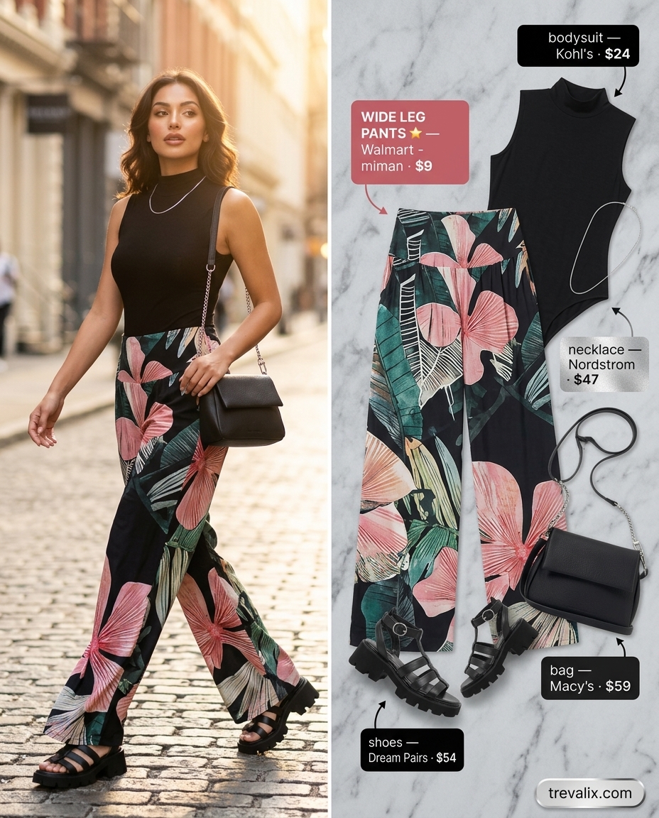 Urban Bloom Floral Wide-Leg Pants Outfit for Women 2026. Bold and playful.