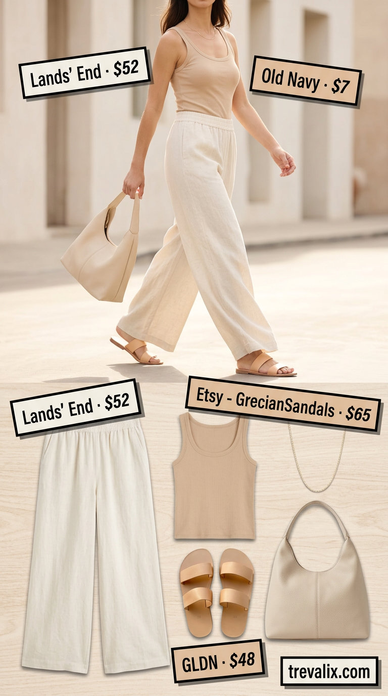 Oversized linen pants, a slouchy oversized summer outfit for women 2026, perfect for errands and lounging.