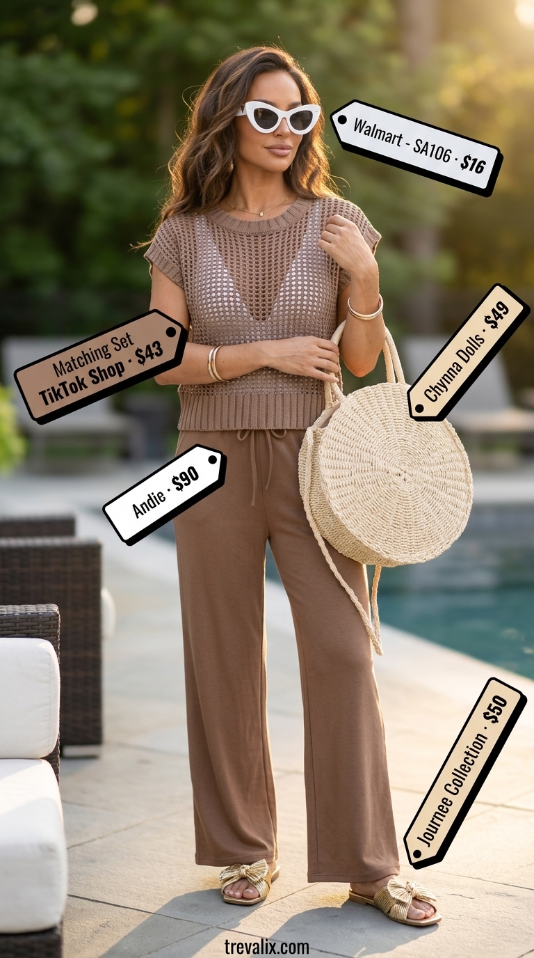 Poolside Crochet Matching Set Outfits for Women 2026 White crochet matching set for women, perfect for poolside glamour and resort dining in 2026. Effortless chic.