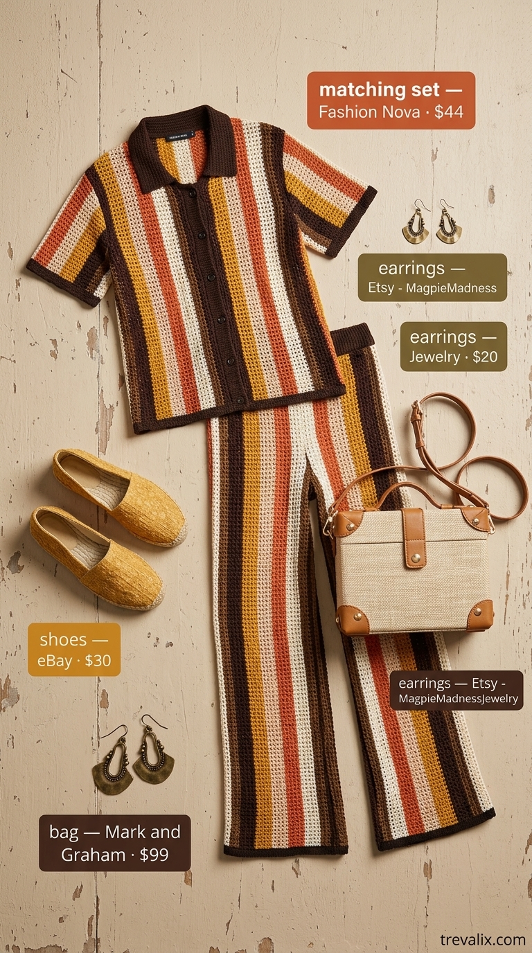 Travel Crochet Matching Set Outfits for Women 2026 Terracotta crochet matching set for women, ideal for travel and vacation brunch in 2026. Adventurous chic.