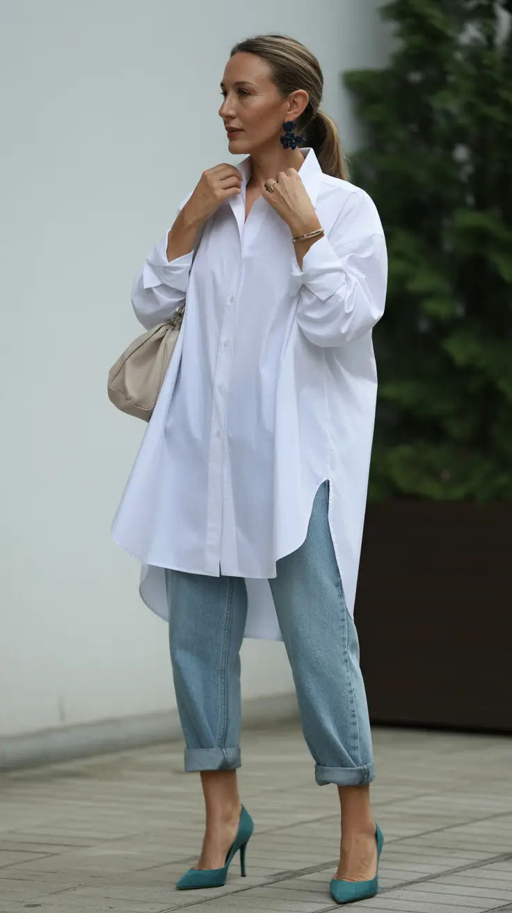 25 summer outfit for women over 40 2026 Relaxed White Shirt and Denim - The New Casual Uniform