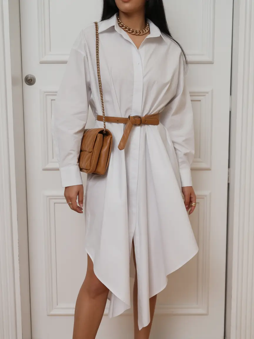25 summer outfit for women over 40 2026 Belted Shirt Dress - Effortless Structure for Everyday