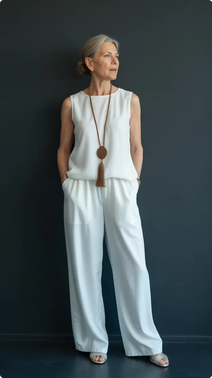 21 summer outfit for women over 60 2026 All-White Minimalism That Feels Fresh Every Time