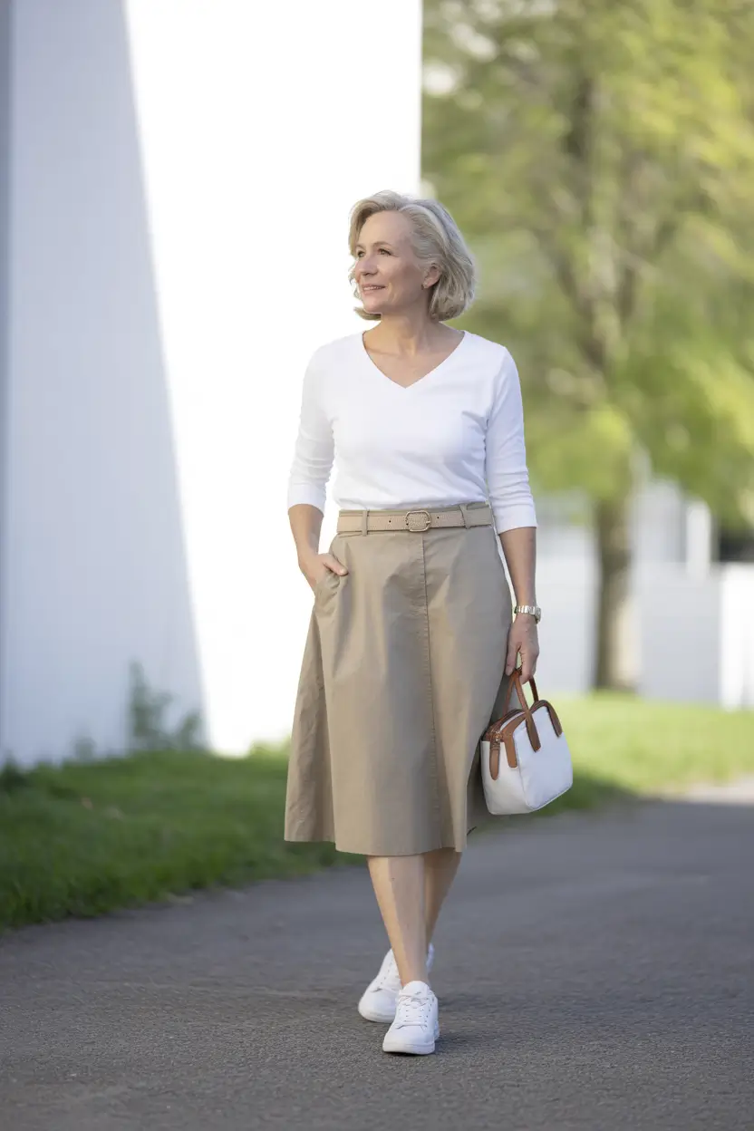 Timeless summer outfit for women over 50 2026 Relaxed Elegance with a Hint of Weekend Ease