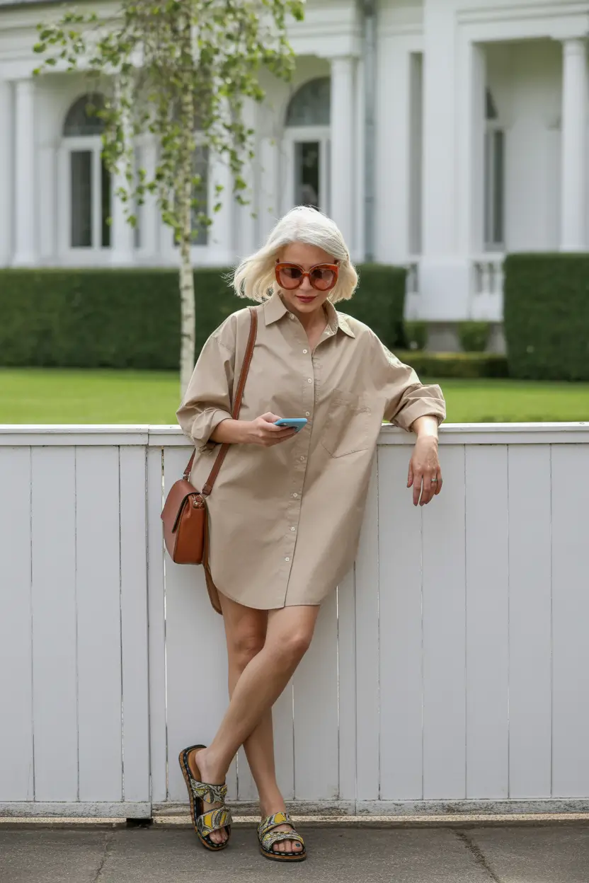 Timeless summer outfit for women over 50 2026 The Modern Shirt Dress That Carries You Through the Day