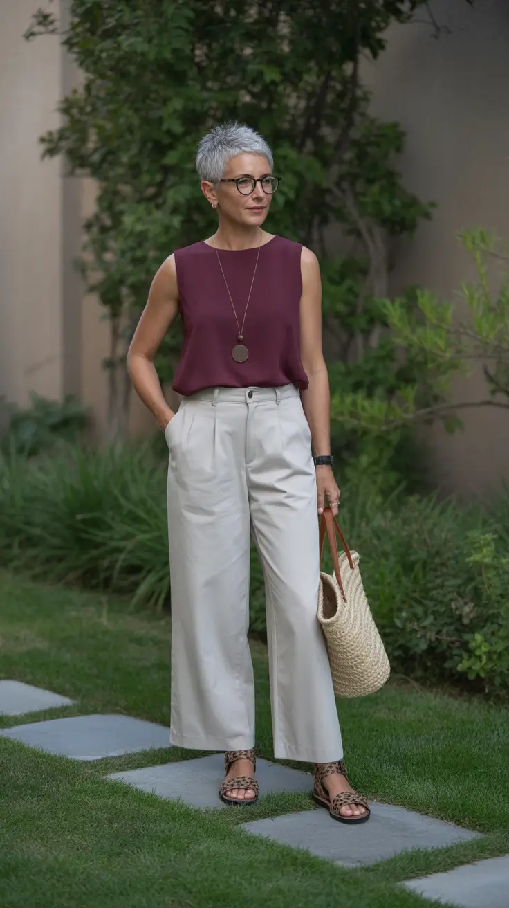 Timeless summer outfit for women over 50 2026 Deep Tones and Light Fabrics for Elevated Everyday Style