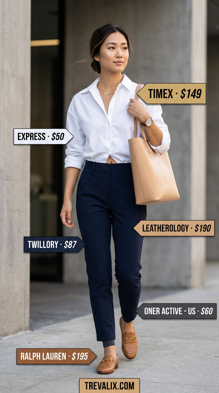 Trendy summer activewear for women 2026: Navy performance trousers for active commutes.
