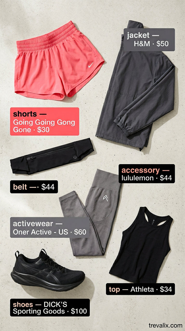 Trendy summer activewear for women 2026: Bright coral running shorts for outdoor workouts.