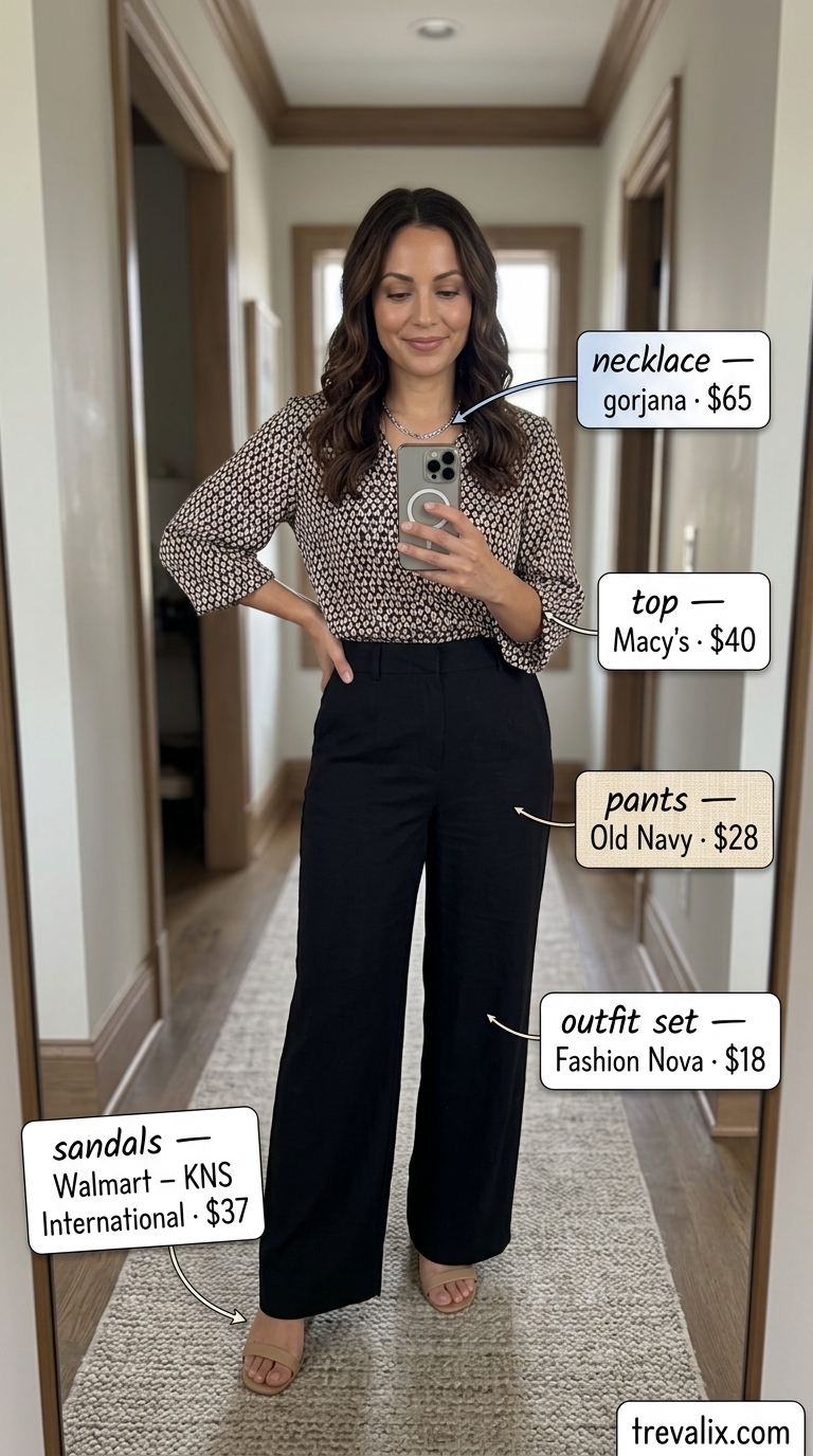 Trendy summer church outfits for women 2026: sky blue eyelet blouse, white wide-leg pants, straw tote.