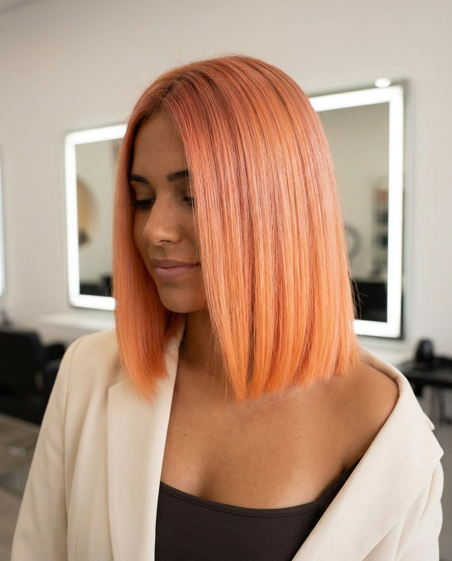 Vivid Apricot Blonde 2026: Sorbet Color Melt long apricot blonde hair color with pastel apricot, color melt, bold mood