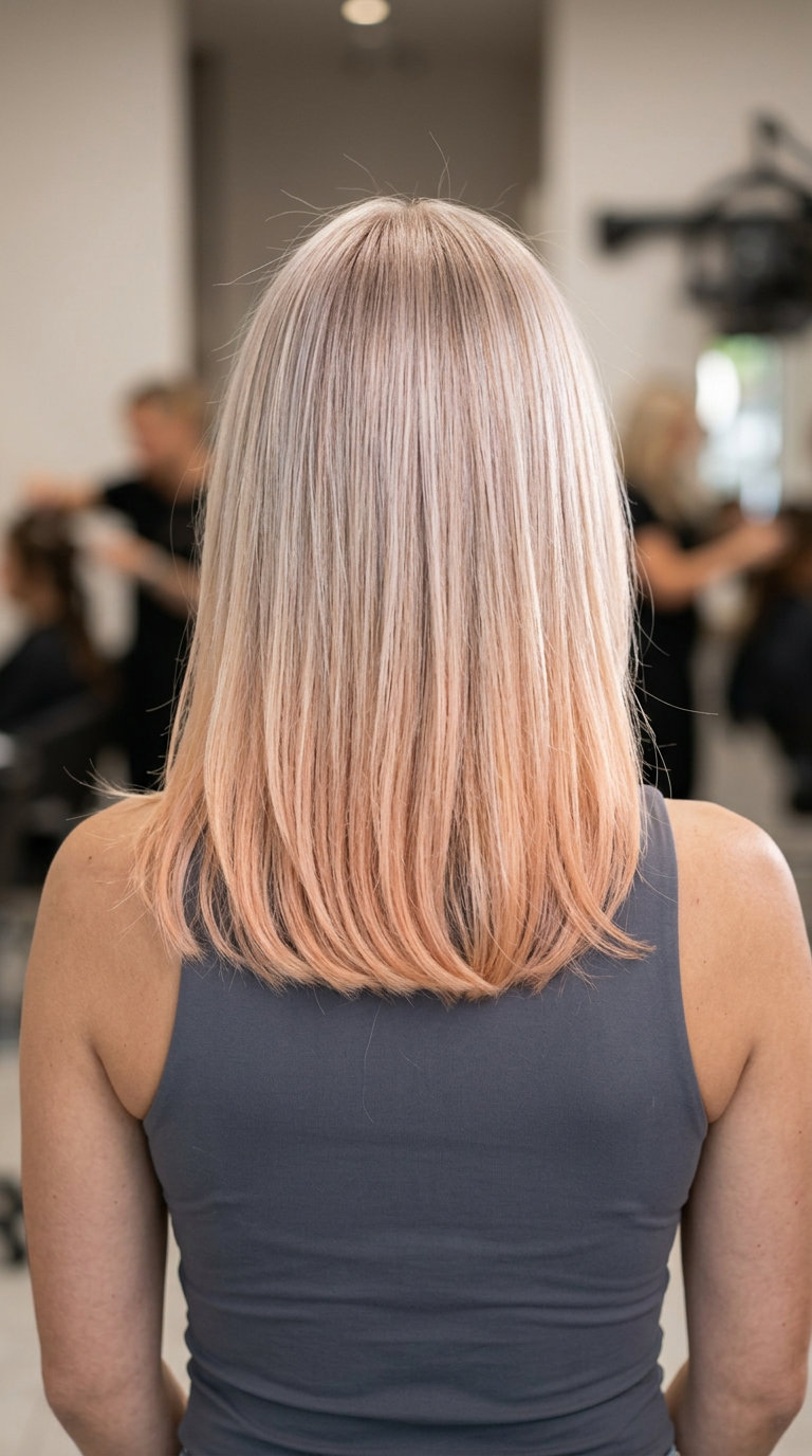 Luminous Apricot Blonde 2026: Pearl Ombré long apricot blonde hair color with pearly blonde, apricot ombré, soft mood