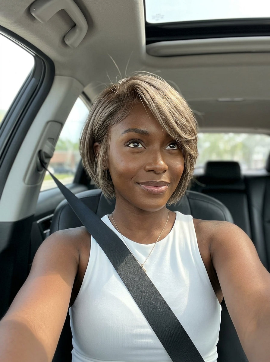 short ash brown bixie haircut with cool beige undertones and point-cut layers for chic style