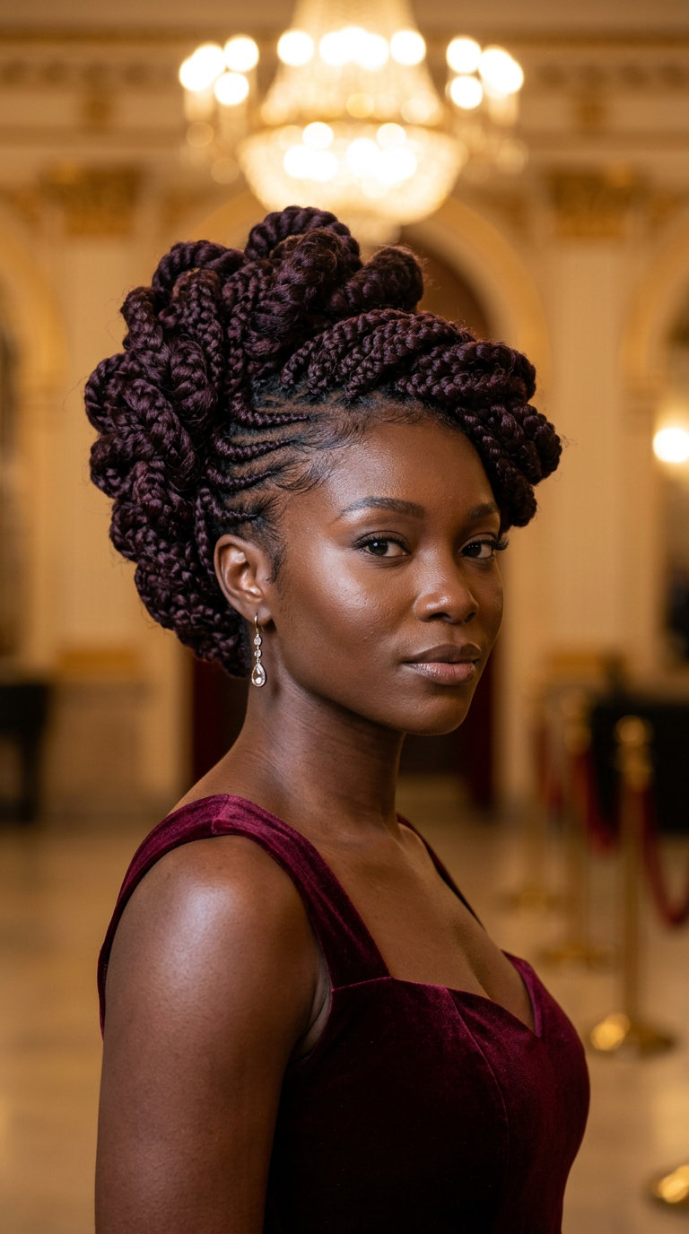 long black cherry sculptural braids with plum undertones for summer 2026