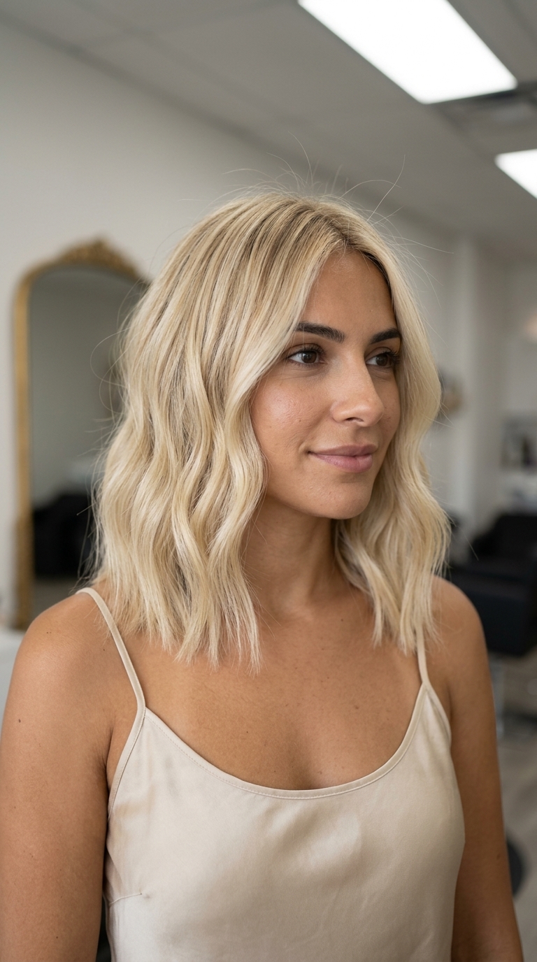 long buttercream blonde babylights with soft gold and creamy white for effortless style