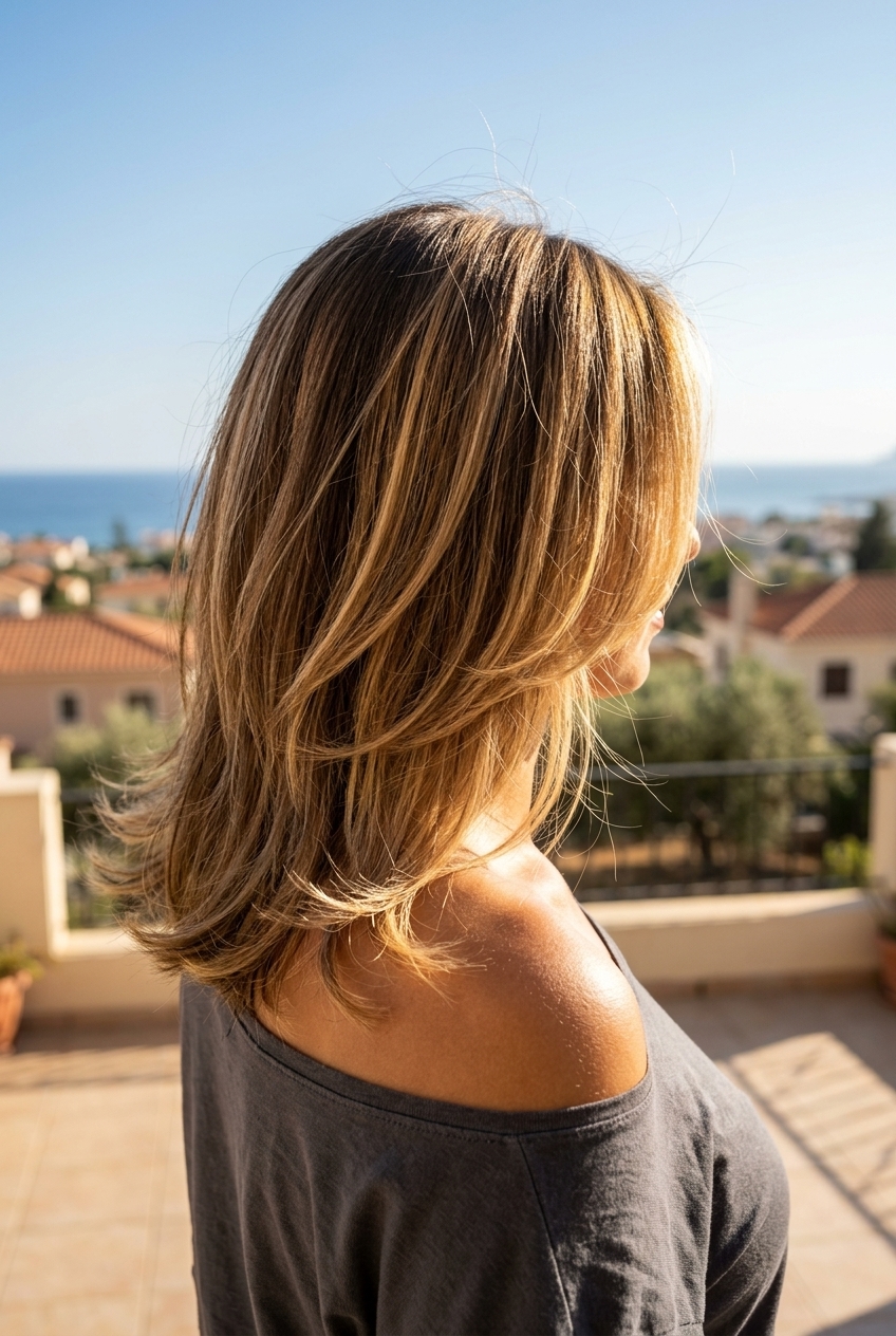 Butterscotch Money Pieces on Brunette 2026 long layered medium brunette with golden butterscotch money pieces, creamy blonde highlights for playful vibes