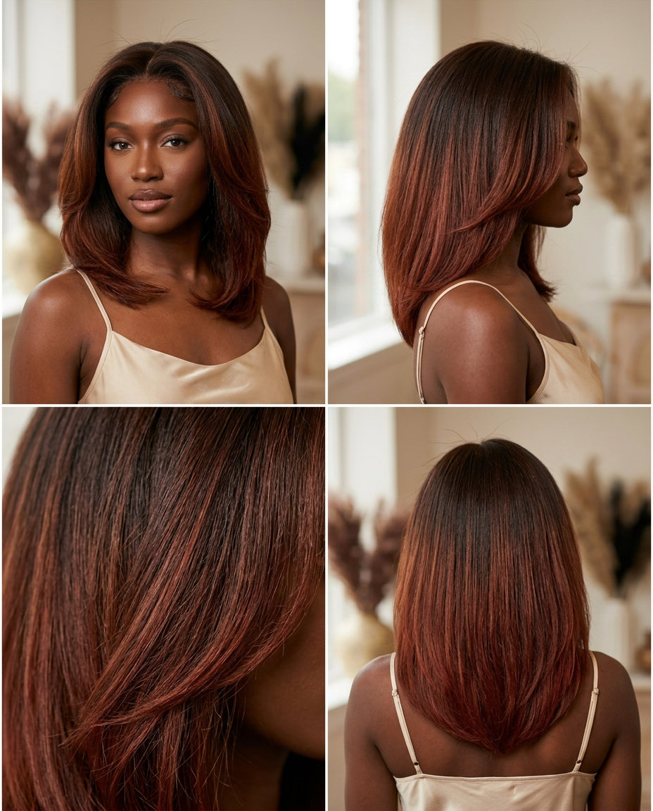 long chocolate cherry color melt with rich mahogany ends, glossy finish — date night