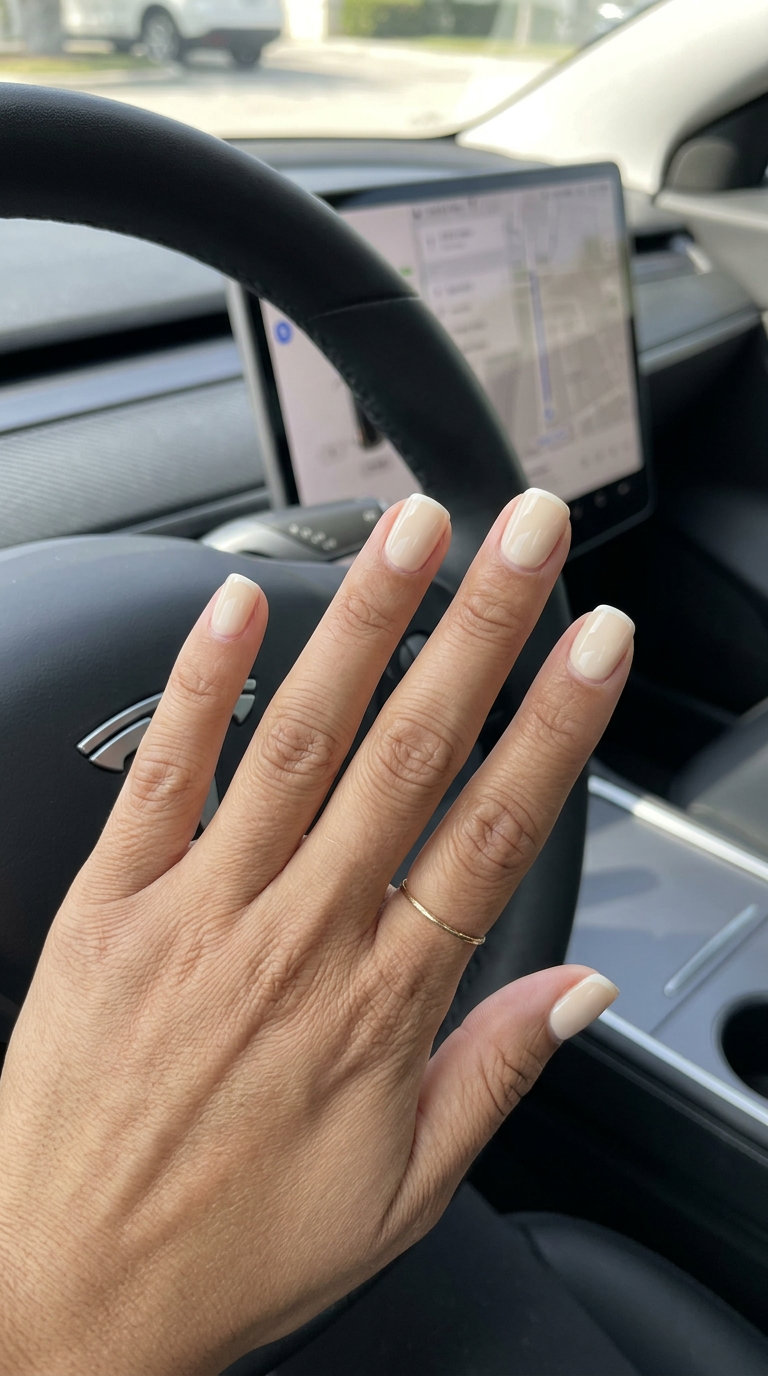 Vanilla cream micro French square nails for cute summer nails 2026. Chic for daily wear and brunch.