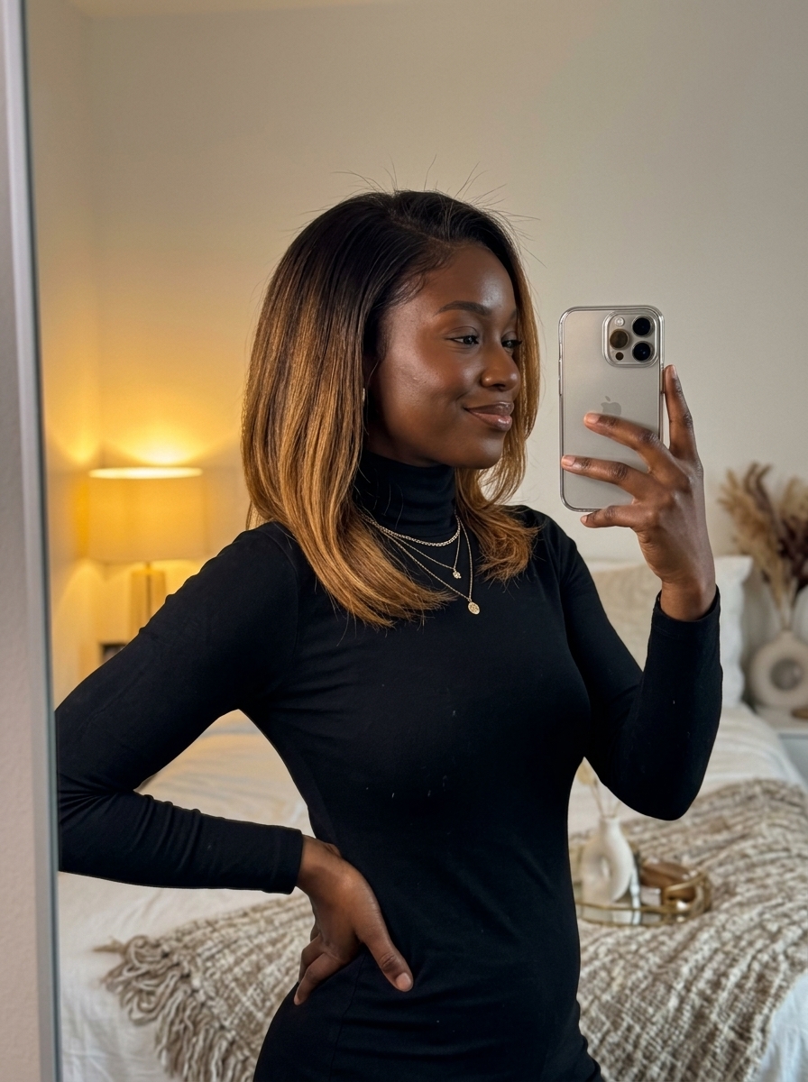 long dark chocolate to toffee ombre with warm balayage for sophisticated wear