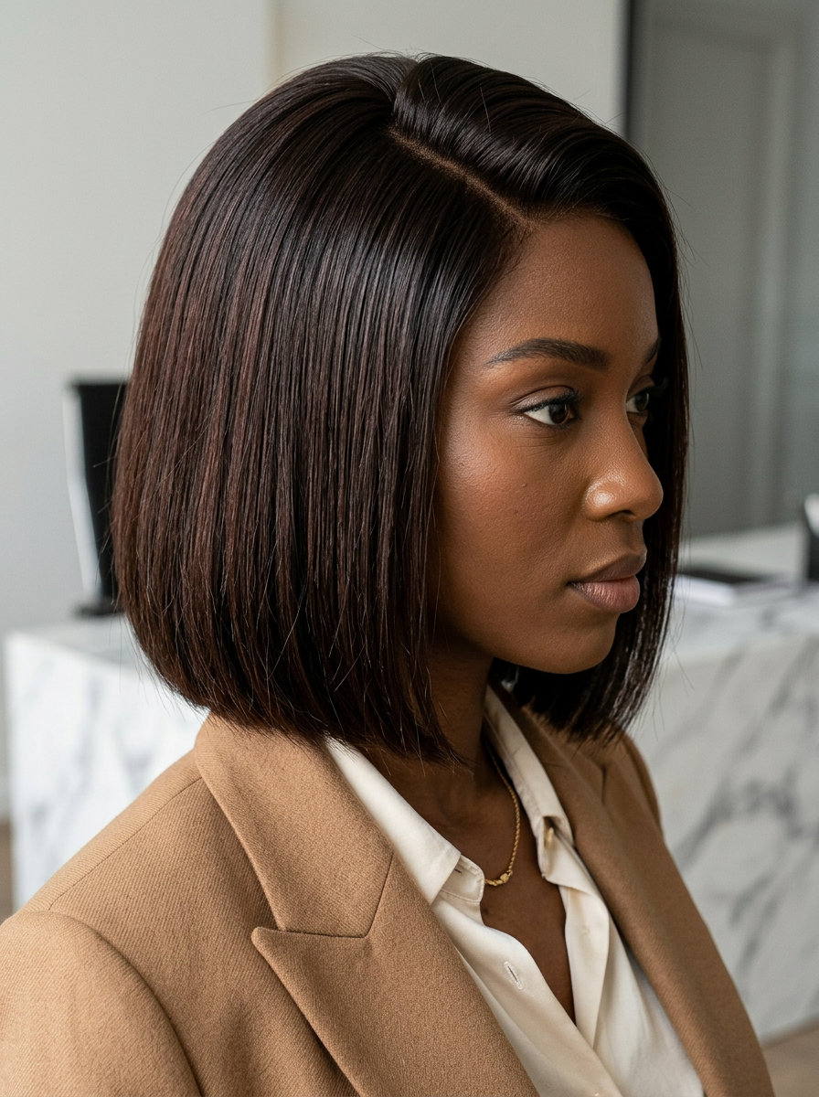 chin-length deep espresso mahogany blunt bob for summer 2026