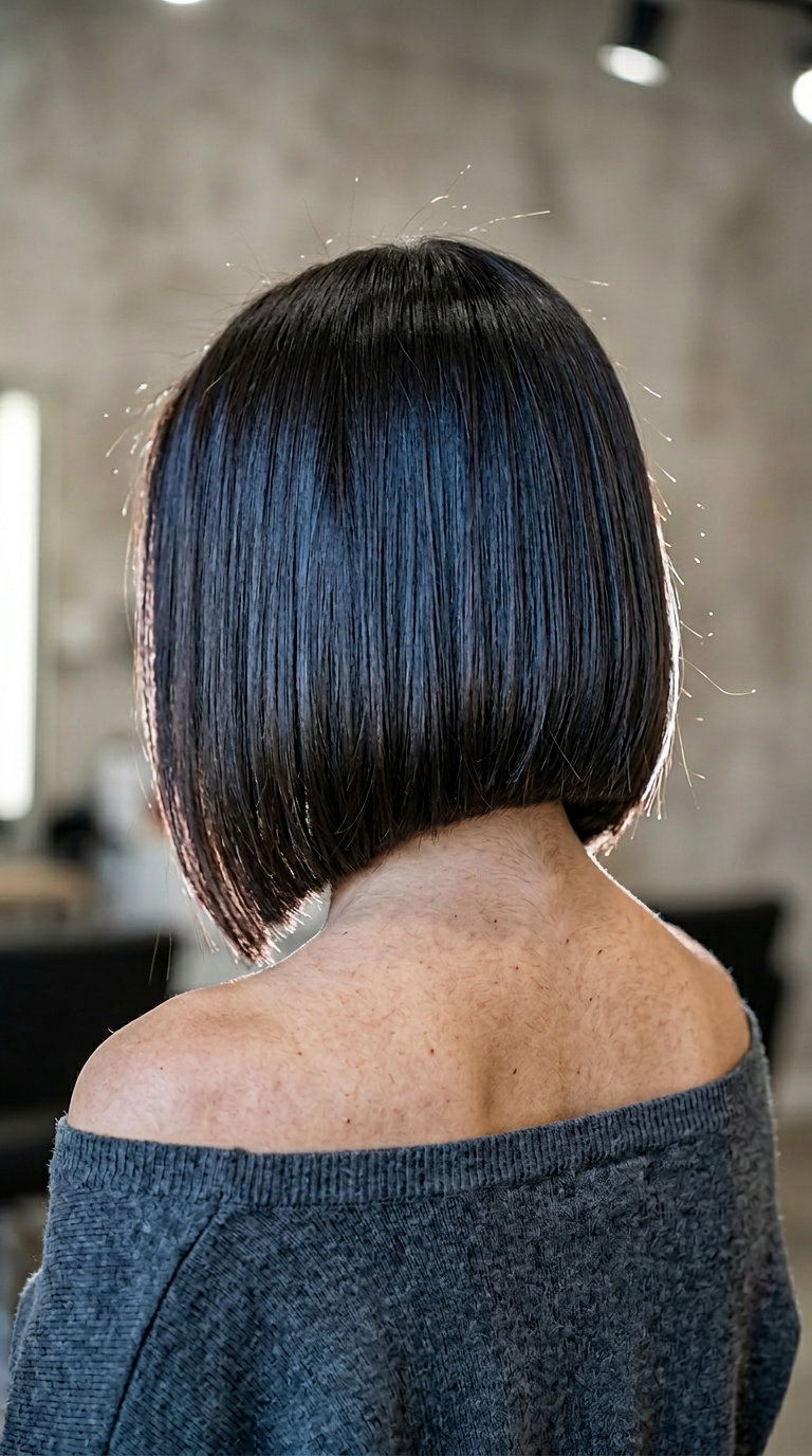 shoulder-length espresso brunette lob haircut with asymmetrical cut and blunt ends for summer