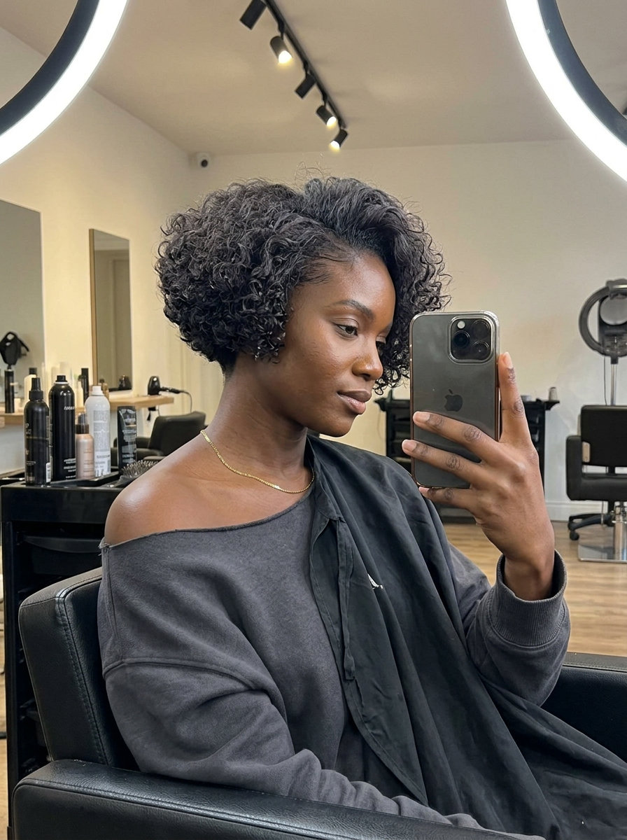 short french bob haircut in deep espresso brunette with undercut and no bangs — modern, bold
