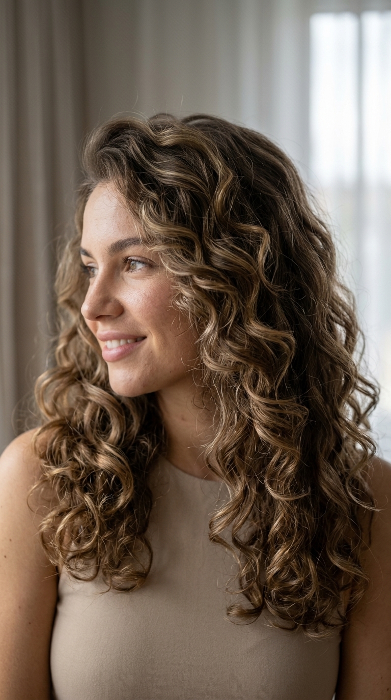 long honey blonde heatless curls with golden babylights for summer