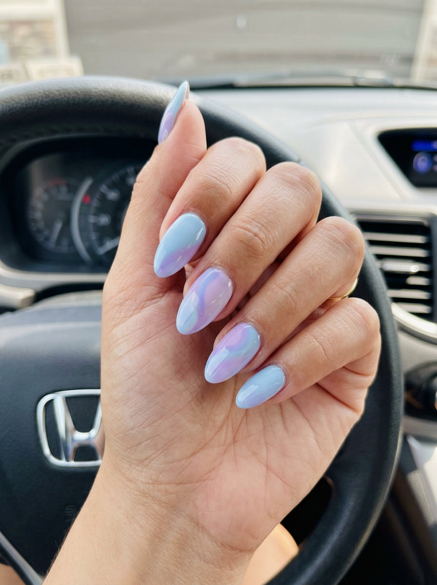 June Manicure Ideas: Pastel Swirls Squoval 2026 Pastel Dream Swirls squoval nails for festivals. June manicure ideas - summer trends 2026.