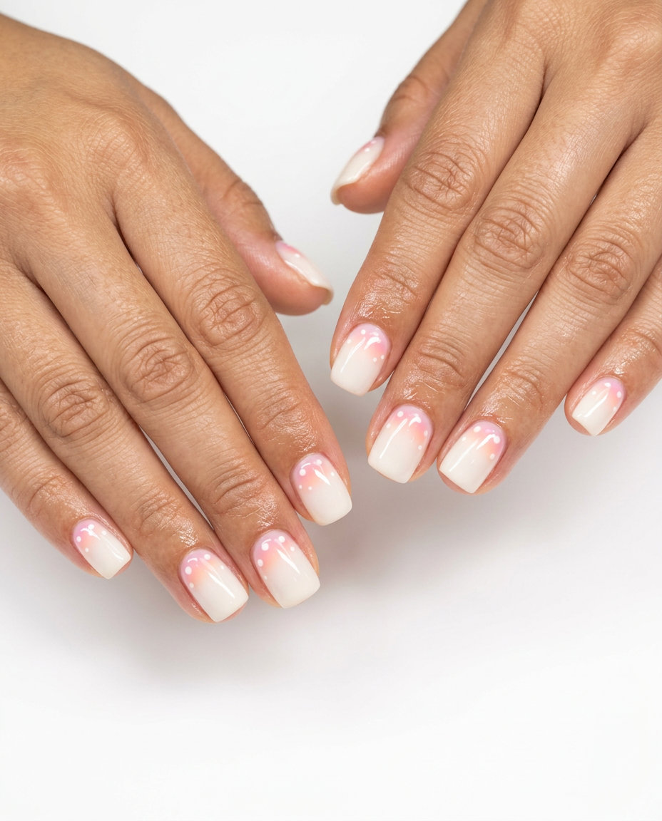 June Nails Ideas: Milky White Aura Dots 2026 Romantic milky white aura dots nails for summer 2026. Ethereal for weddings and special events.