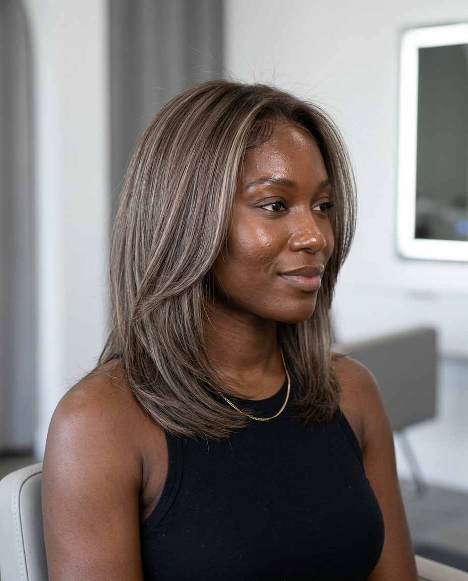 long mushroom bronde babylights with ash blonde dimension, subtle blend — everyday chic