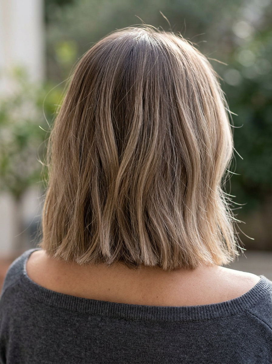 medium bob haircut in mushroom bronde with pearl face-frame for summer
