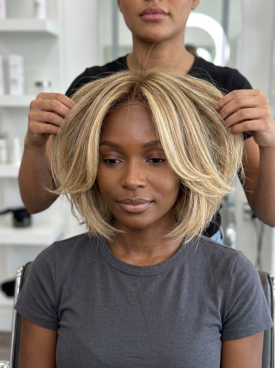 short bixie haircut with natural blonde, sun-bleached tips, honey face-framing for summer
