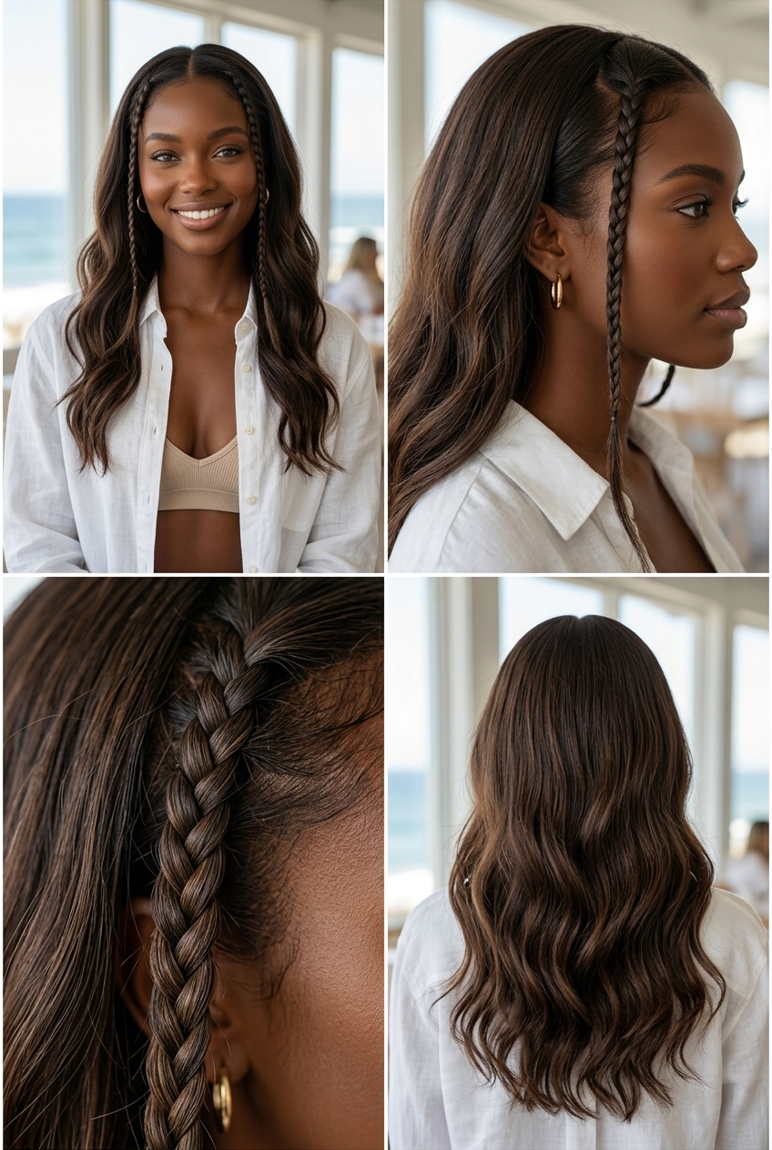 Effortless Baby Braid Frame 2026 long natural espresso roast baby braids with subtle sheen and face-framing effect for minimalist