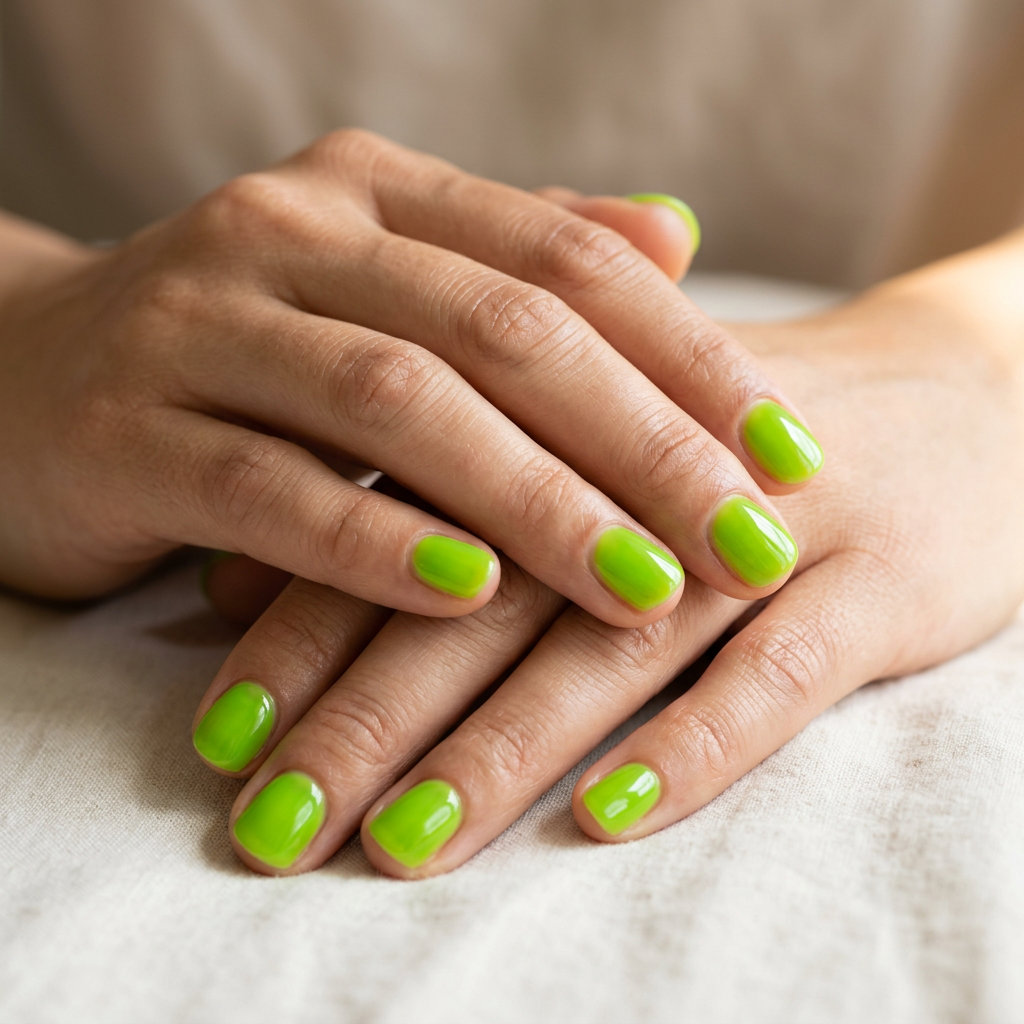 Neon Summer Nails 2026: Electric Lime Jelly Almond Neon summer nails 2026: Electric lime jelly almond nails for festivals and pool parties. Vibrant and playful.
