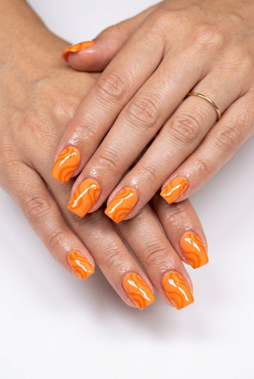 Neon Blue Aura Nails 2026 Neon Blue Aura Almond nails for neon summer nails 2026. Futuristic diffused halo effect.