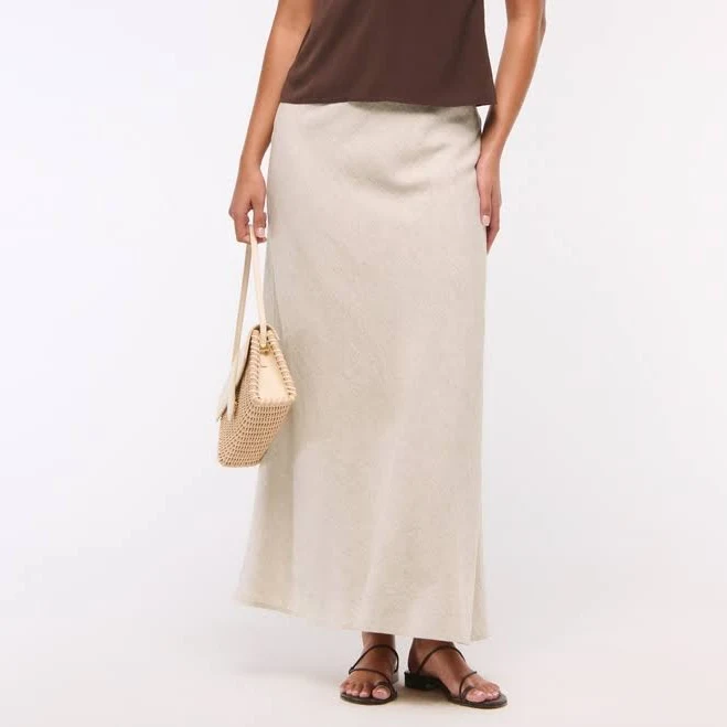 skirt Abercrombie & Fitch Women's Mid Rise Linen-Blend Maxi Skirt Abercrombie & Fitch $22.97