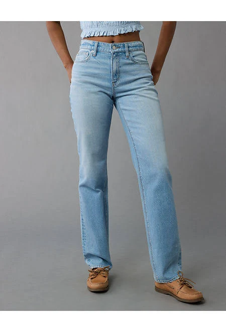 bottoms AE Stretch Super High-Waisted Straight Jean American Eagle Outfitters $66.45