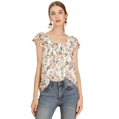 top Allegra K Women's Casual Square Neck Ruffle Sleeve Chiffon Blouse Target $28.99