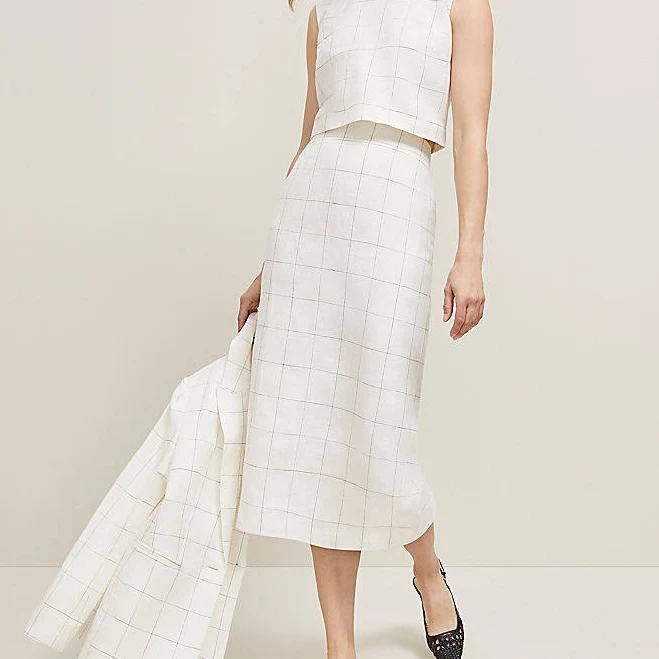 midi skirt Ann Taylor Women's Clean Linen Blend Midi Skirt Ann Taylor $50.93