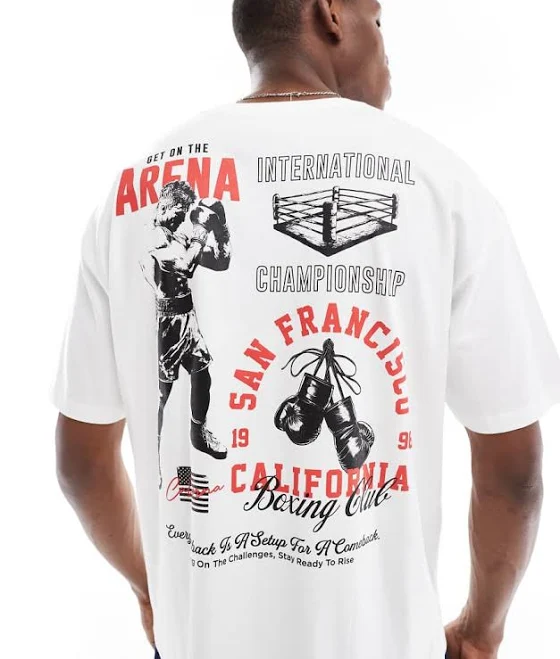 top ASOS DESIGN oversized T-shirt with sports graphic in white ASOS $17.49