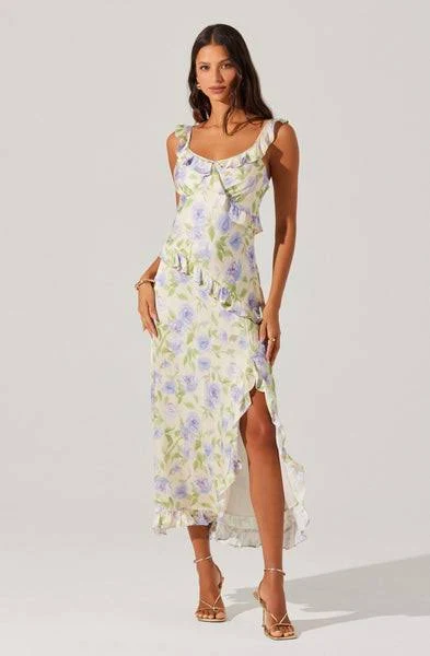 dress Astr The Label Rosalina Floral Side Slit Satin Midi Dress ASTR the Label $81.97