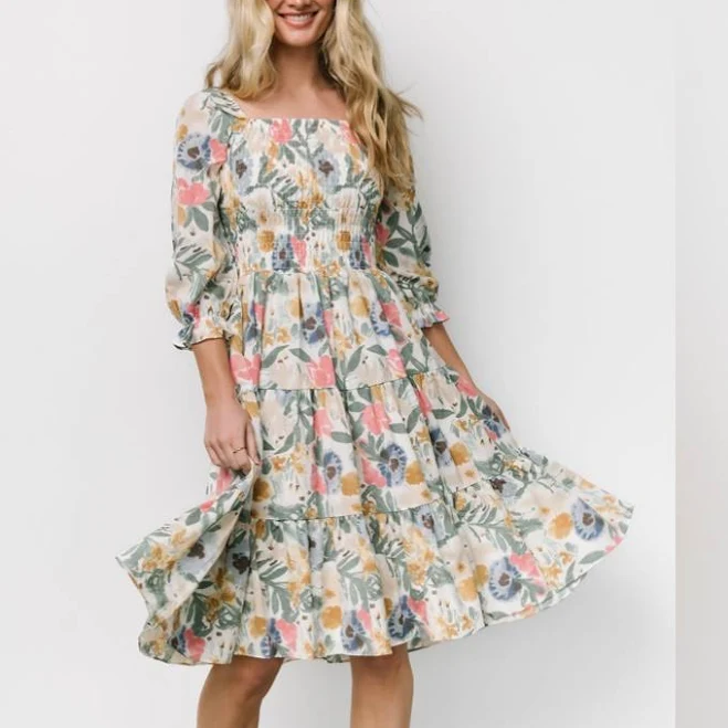 dress Baltic Born Women's Marta Smocked Floral Midi Dress Poshmark $45