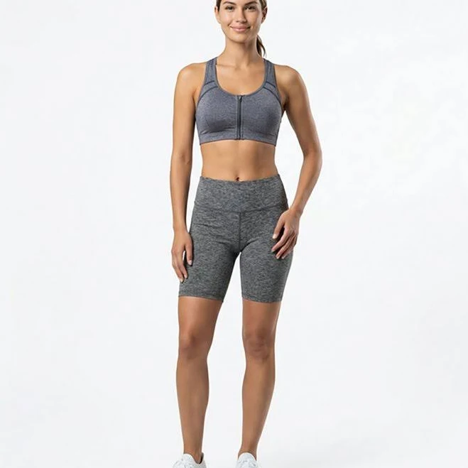 bottoms BCG Women's Hi Rise Bike Shorts Charcoal Heather - Women's Athletic Performance Bottoms at Academy Sports Academy Sports + Outdoors $12.59