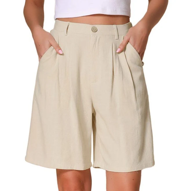 shorts Bermuda Shorts for Women's High Waisted Linen Wide Leg Elastic Waist Dressy Casual Summer Shorts, Size: XS, Apricot Kohl's $34.99