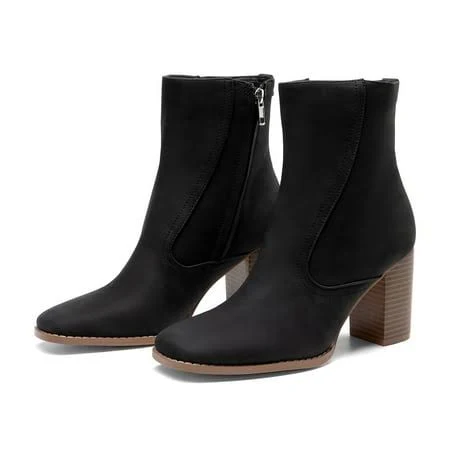 shoes Burudani Women's Ankle Boots low Heel Side Zip Chunky Booties Walmart - TopShoes $29.99