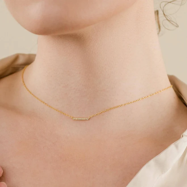 accessory Caitlyn Minimalist Dainty Pave Bar Necklace Caitlyn Minimalist $26.6