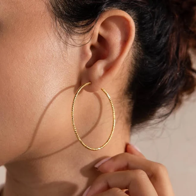 accessory Caitlyn Minimalist Dainty Textured Gold Hoop Earrings Etsy - CaitlynMinimalist $28