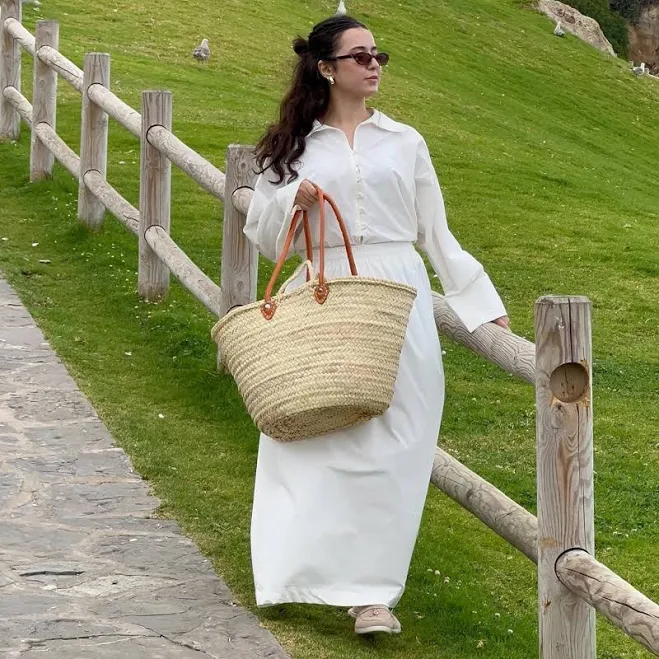 bag Chic Moroccan Straw Market Tote with Leather Handles Etsy - Seller $74