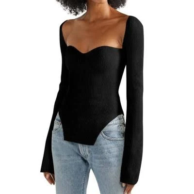 crop top Coolmee Women's Ribbed Knitted Long Sleeve Square Neck Crop Sweater Target $32.99